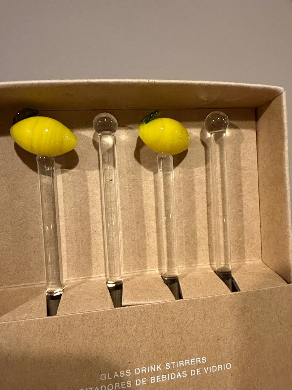 Crate&Barrel Lemin Glass Stirrers, Set of 4